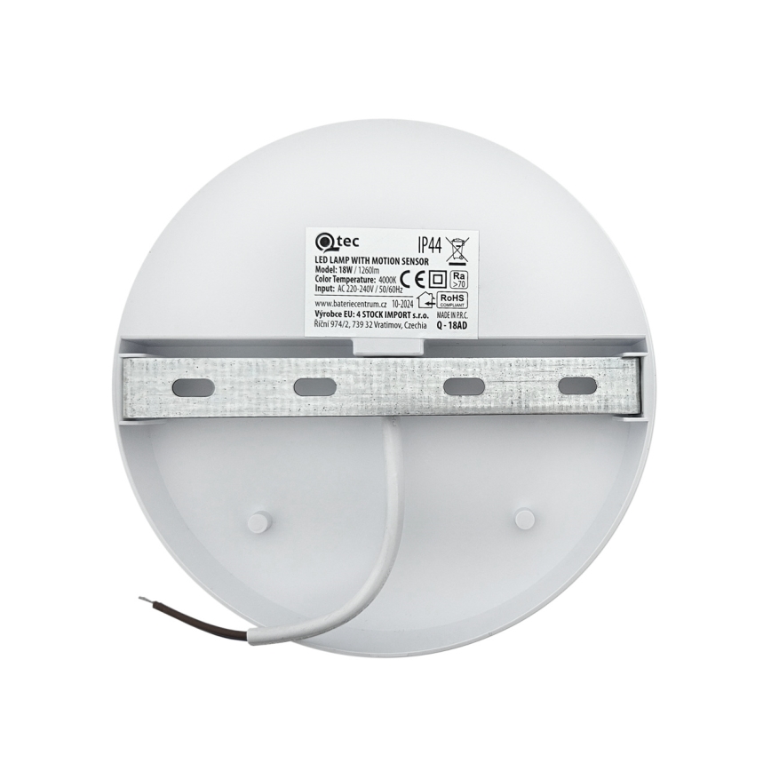 LED vanjsko zidno svjetlo sa senzorom pokreta LED/18W/230V IP44 bijelo