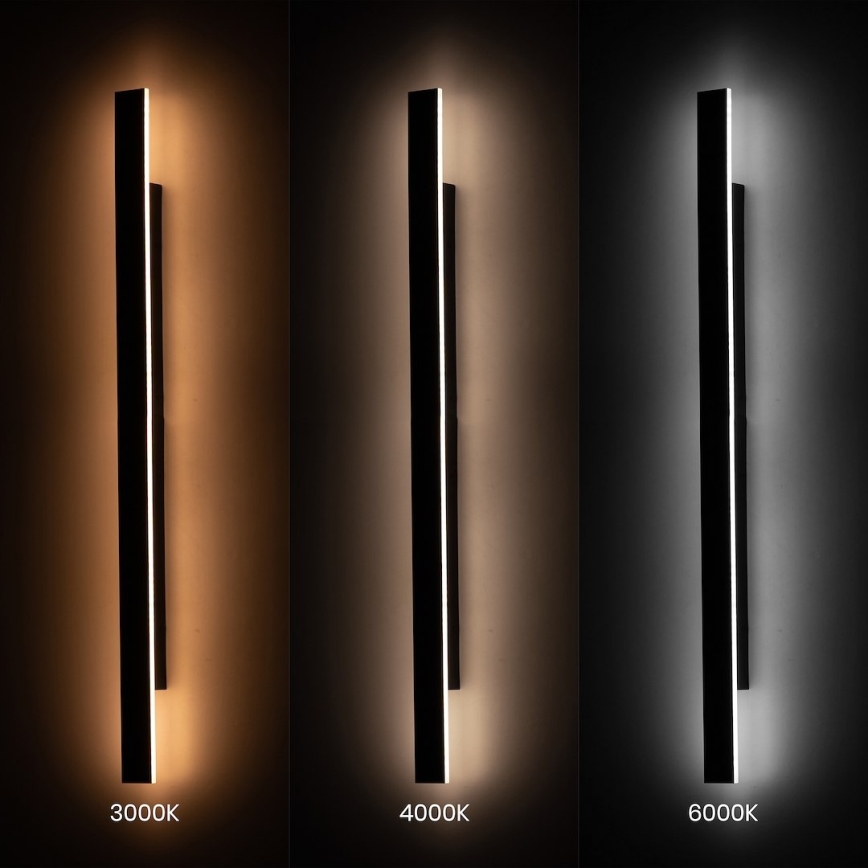 LED vanjska zidna svjetiljka WOW LED/20W/230V 3000/4000/6000K 120 cm IP54 crna