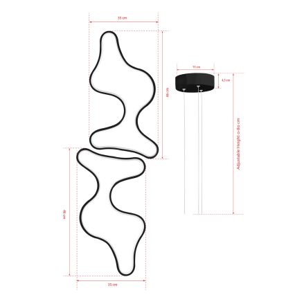 LED Viseća lampa DUPLE ARTISAN LED/80W/230V 6500K crna