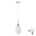 LED viseća lampa HARMA 1xE27/60W/230V, promjer 14 cm, mat krom/bijela