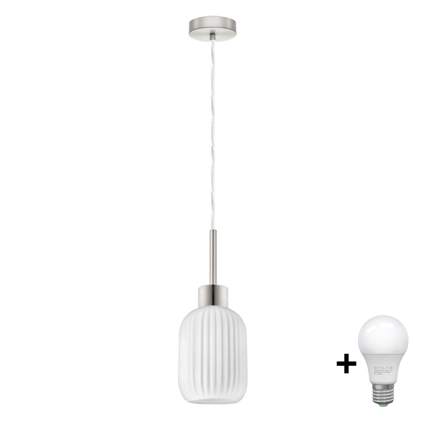 LED viseća lampa HARMA 1xE27/60W/230V, promjer 14 cm, mat krom/bijela