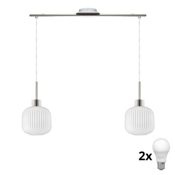 LED viseća lampa HARMA 2xE27/60W/230V matni krom/bijela