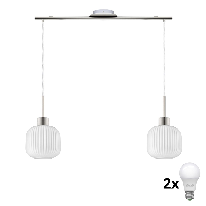 LED viseća lampa HARMA 2xE27/60W/230V matni krom/bijela