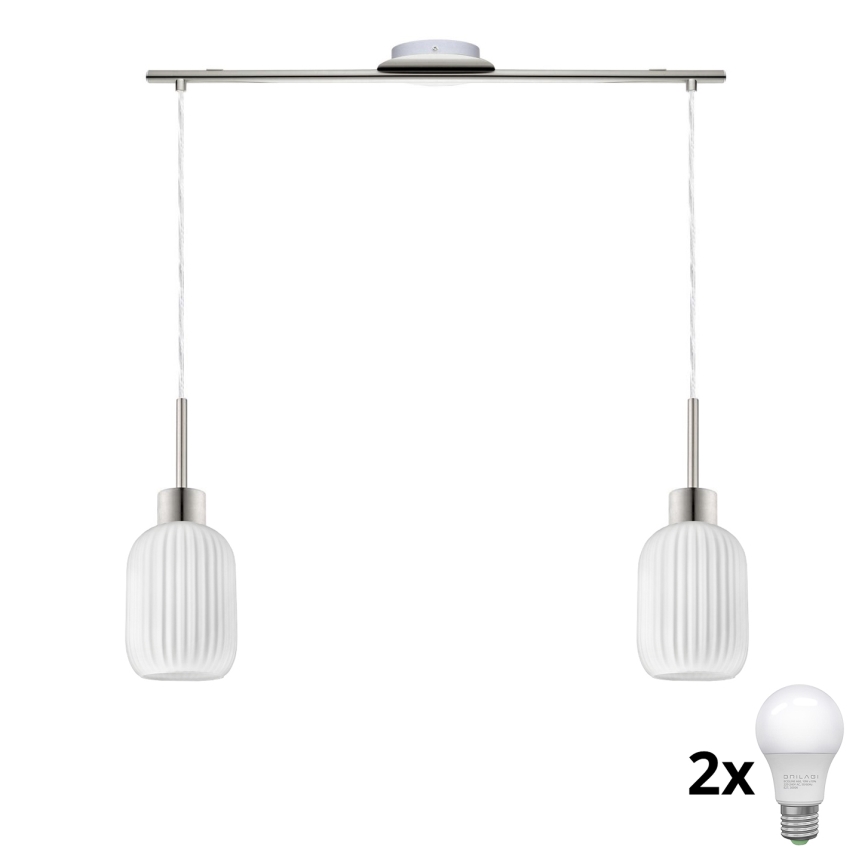 LED viseća lampa HARMA 2xE27/60W/230V matni krom/bijela