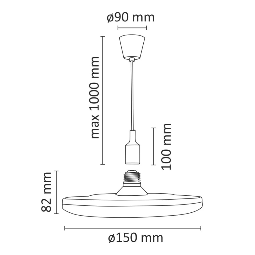 LED Viseća svjetiljka KIKI 1xE27/10W/230V crno