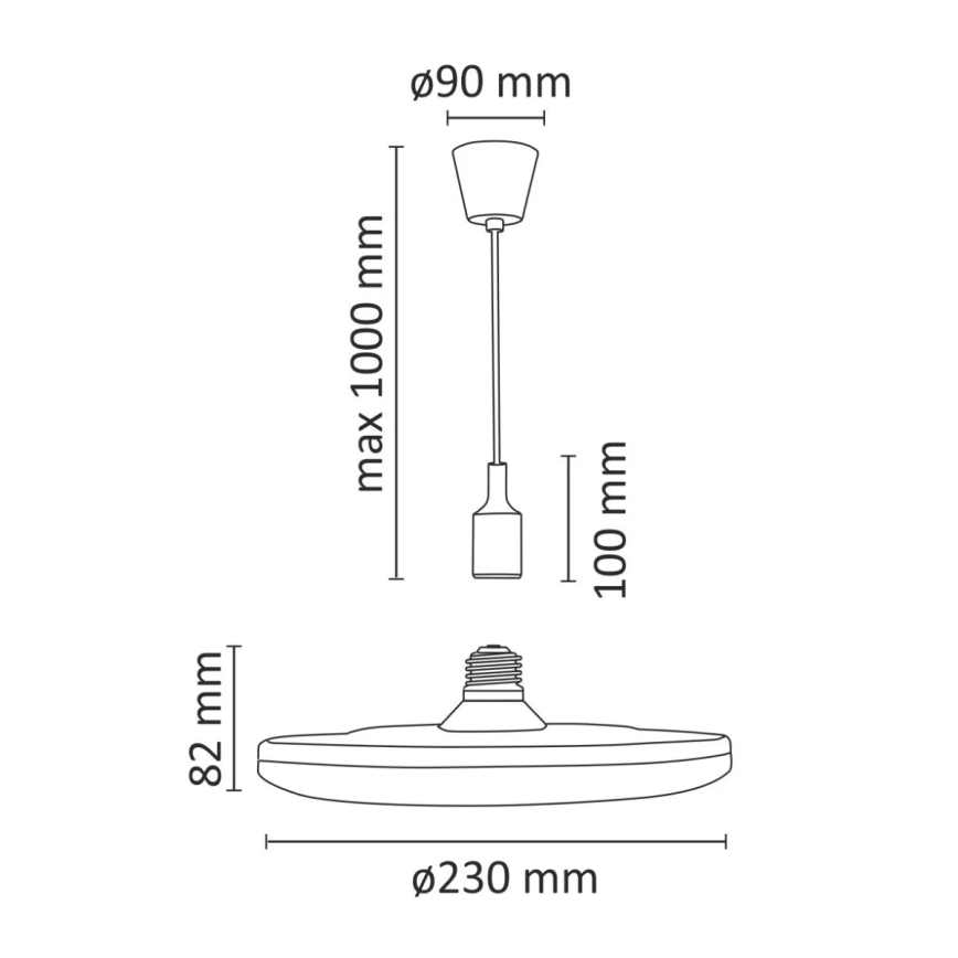 LED Viseća svjetiljka KIKI 1xE27/15W/230V crno