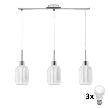 LED Viseće svjetlo HARMA 3xE27/60W/230V mat krom/bijela