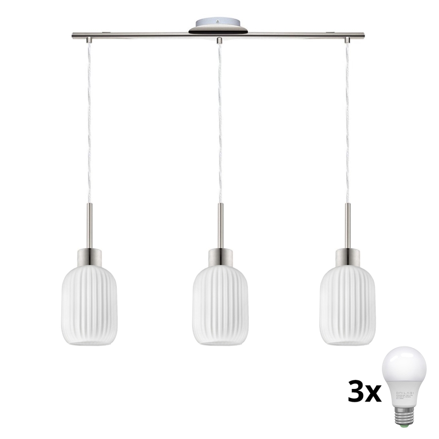 LED Viseće svjetlo HARMA 3xE27/60W/230V mat krom/bijela