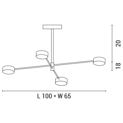 LED Viseći luster 4xLED/12W/230V 4000K zlatna