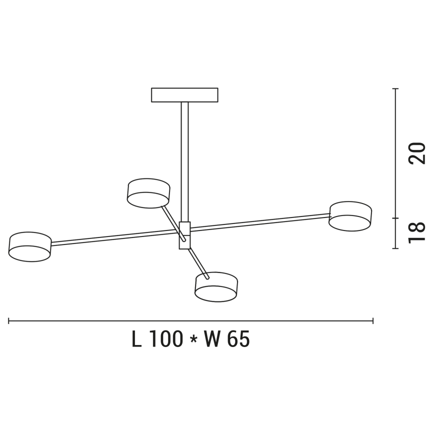 LED Viseći luster 4xLED/12W/230V 4000K zlatna
