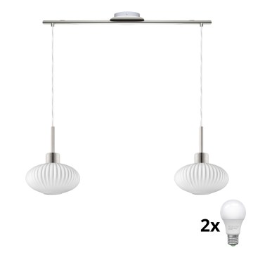 LED viseći luster HARMA 2xE27/60W/230V matni krom/bijela