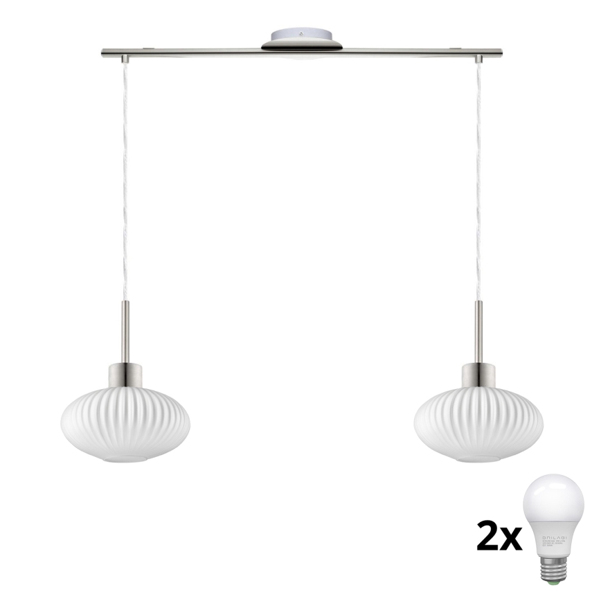 LED viseći luster HARMA 2xE27/60W/230V matni krom/bijela