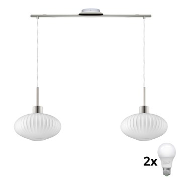 LED viseći luster HARMA 2xE27/60W/230V matni krom/bijela