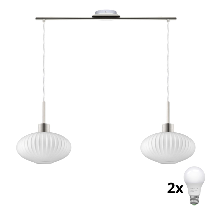 LED viseći luster HARMA 2xE27/60W/230V matni krom/bijela