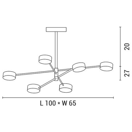 LED Viseći luster LED/30W/230V 3000K zlatna