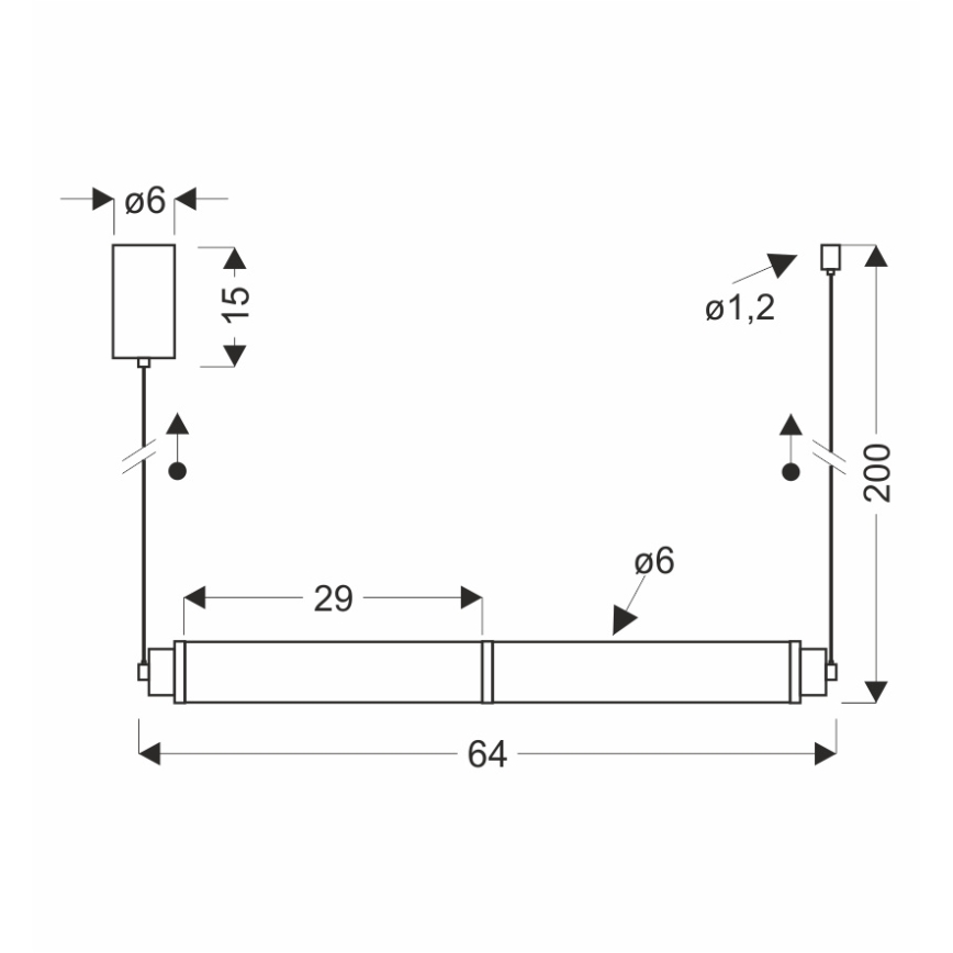 LED viseći luster na sajli CORTE LED/18W/230V crni
