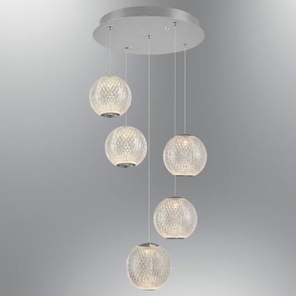 LED viseći luster na sajli CREMONA 5xLED/5W/230V 3000K matni krom