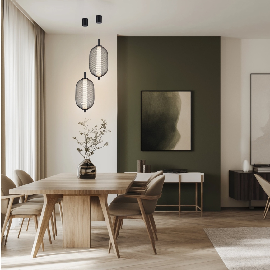 LED viseći luster na sajli PUMA LED/10W/230V pr. 15 cm crna