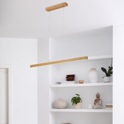 LED viseći luster VERDE na sajli, LED/18W/230V, 3000K, 106 cm, hrast