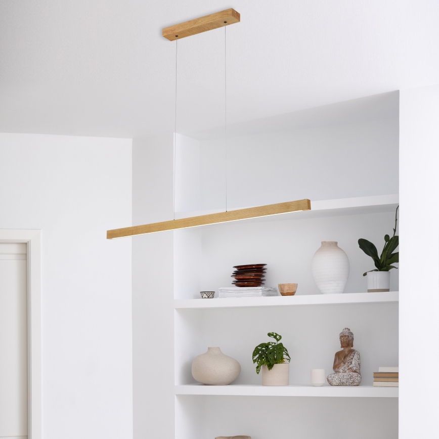 LED viseći luster VERDE na sajli, LED/18W/230V, 3000K, 106 cm, hrast