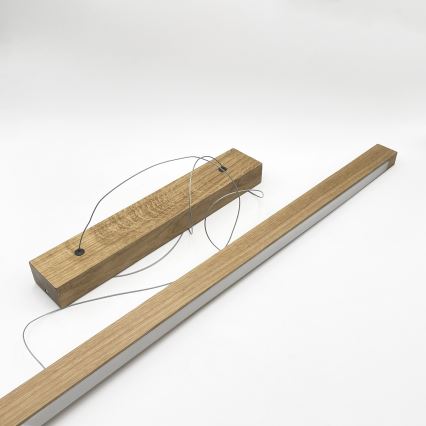 LED viseći luster VERDE na sajli, LED/18W/230V, 3000K, 106 cm, hrast