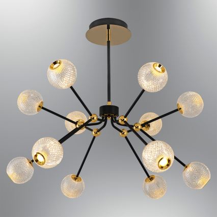 LED visilica GELA 12xLED/5W/230V 3000K crna/zlatna