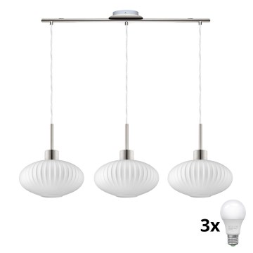 LED Visilica HARMA 3xE27/60W/230V matni krom/bijela