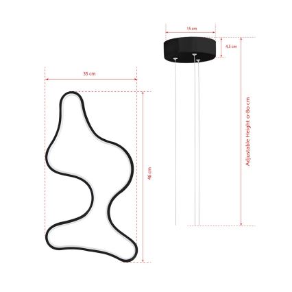 LED Visilna lampa ARTISAN LED/36W/230V 6500K crna