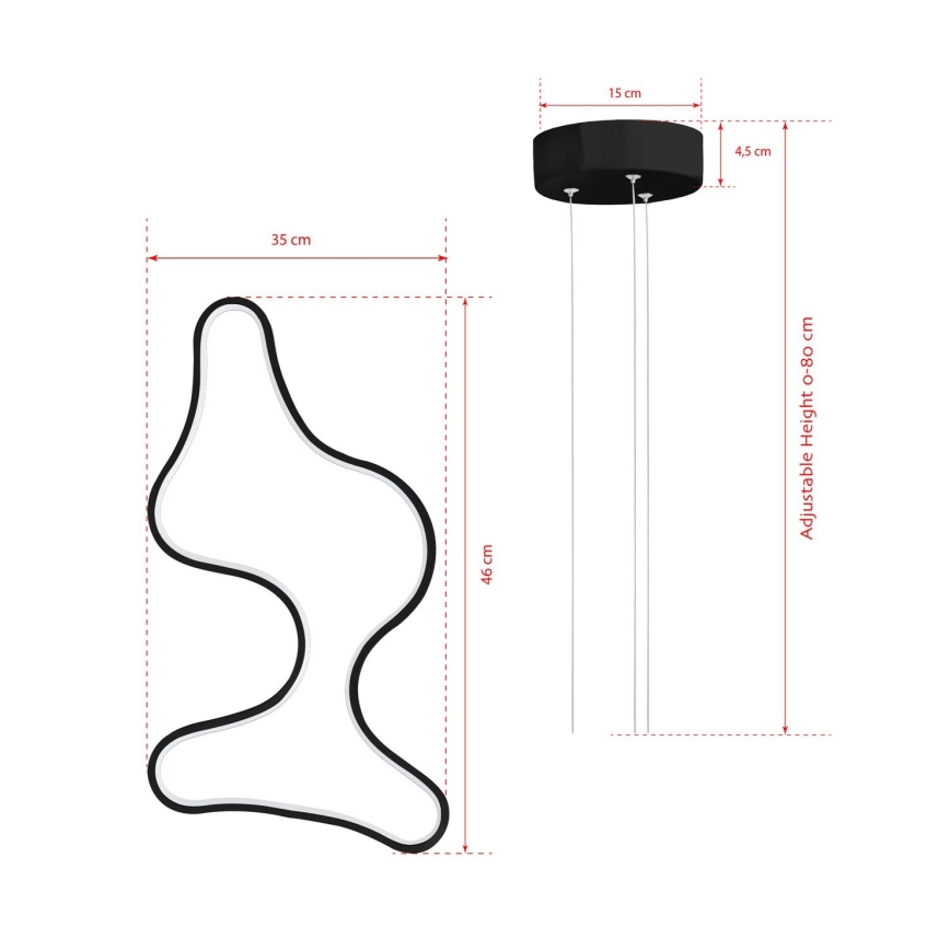 LED Visilna lampa ARTISAN LED/36W/230V 6500K crna