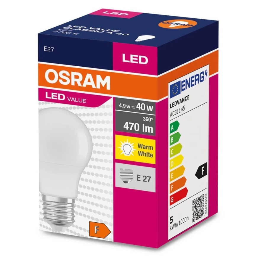 LED Žarulja A40 E27/4,9W/230V 2700K - Osram