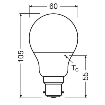 LED Žarulja A60 B22d/8,5W/230V 2700K - Osram