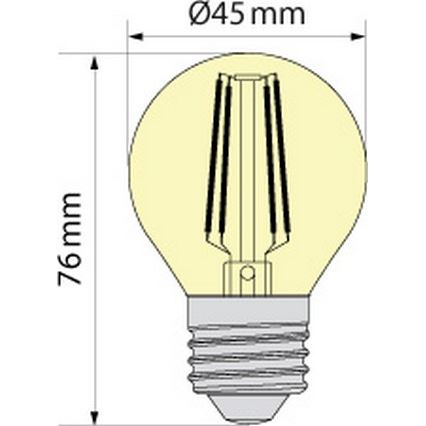 LED Žarulja CLASIC AMBER G45 E27/4W/230V 2200K -  Brilagi
