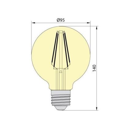 LED Žarulja CLASIC AMBER G95 E27/8W/230V 2200K - Brilagi