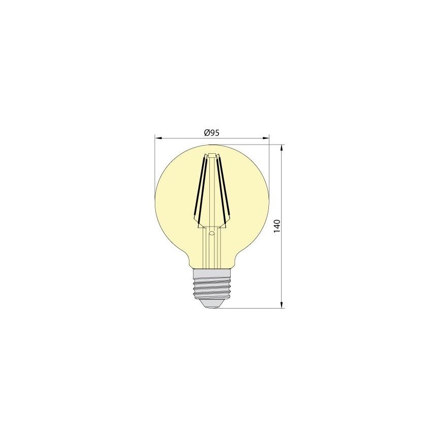 LED Žarulja CLASIC AMBER G95 E27/8W/230V 2200K - Brilagi