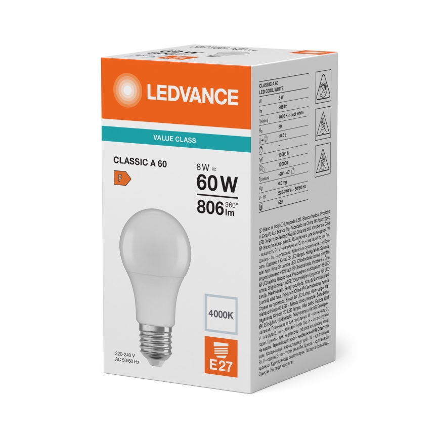 LED žarulja CLASSIC A60 E27/8W/230V 4000K - Ledvance