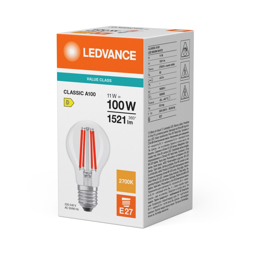 LED žarulja CLASSIC FILAMENT A60 E27/11W/230V 2700K - Ledvance