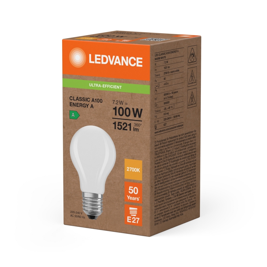 LED žarulja CLASSIC FILAMENT A60 E27/7,2W/230V 2700K - Ledvance