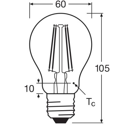 LED žarulja CLASSIC FILAMENT A60 E27/7,5W/230V 2700K - Ledvance