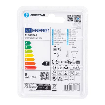 LED žarulja COB GU10/4,9W/230V 4000K - Aigostar