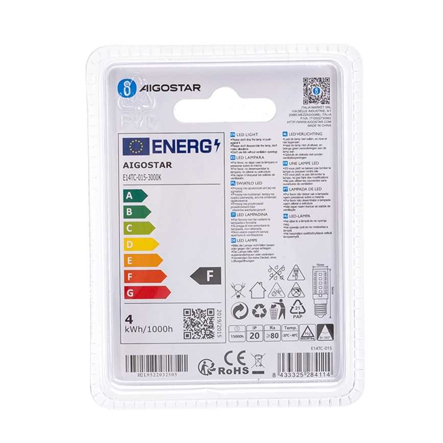 LED Žarulja E14/3,5W/230V 3000K - Aigostar