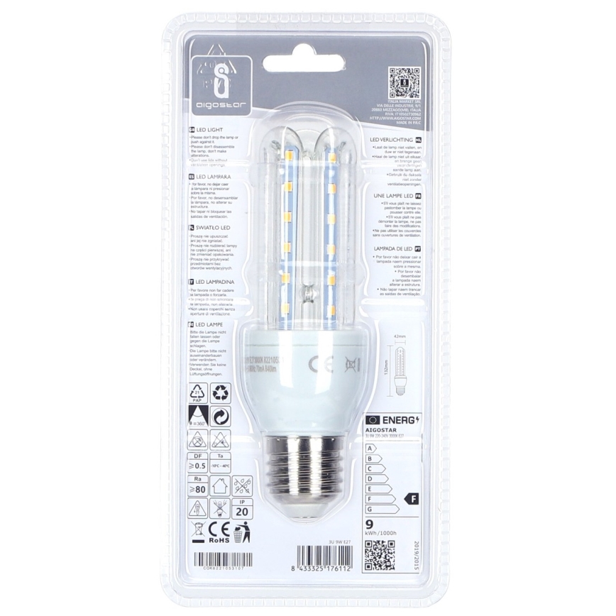 LED Žarulja E27/9W/230V 3000K - Aigostar
