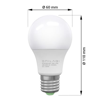 LED Žarulja ECOLINE A60 E27/10W/230V 3000K - Brilagi