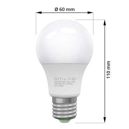 LED Žarulja ECOLINE A60 E27/10W/230V 6500K - Brilagi