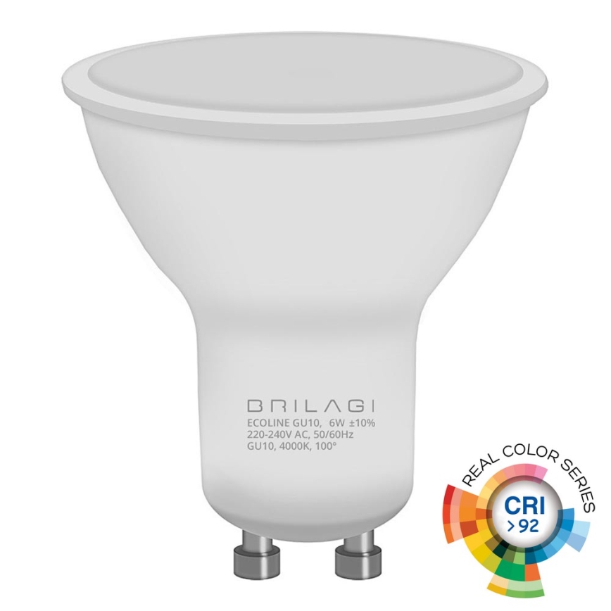 LED žarulja ECOLINE GU10/6W/230V 4000K CRI 92 - Brilagi