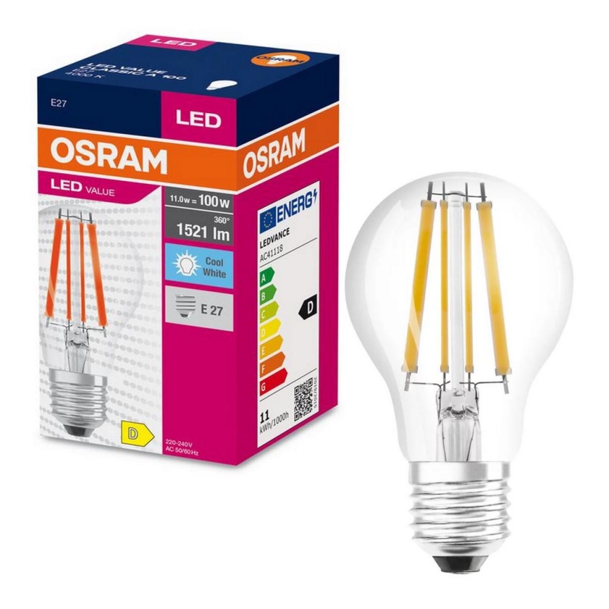LED Žarulja FILAMENT A100 E27/11W/230V 4000K - Osram