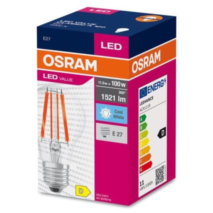 LED Žarulja FILAMENT A100 E27/11W/230V 4000K - Osram