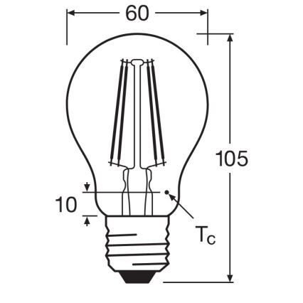 LED Žarulja FILAMENT A60 E27/6,5W/230V 2700K - Osram
