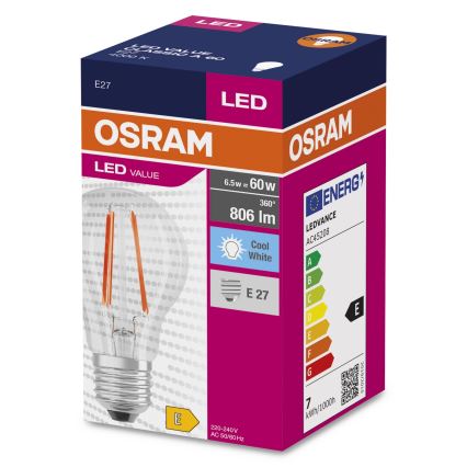 LED Žarulja FILAMENT A60 E27/6,5W/230V 4000K - Osram