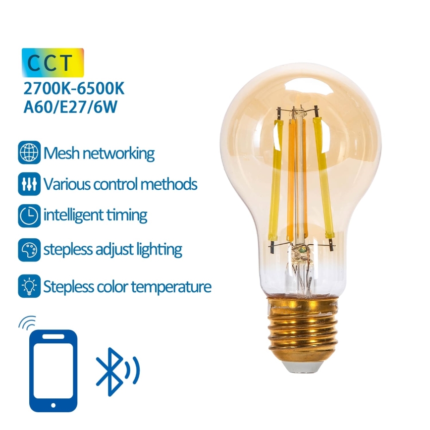 LED Prigušiva žarulja FILAMENT MESH Smart A60 E27/6W/230V 2700-6500K - Aigostar