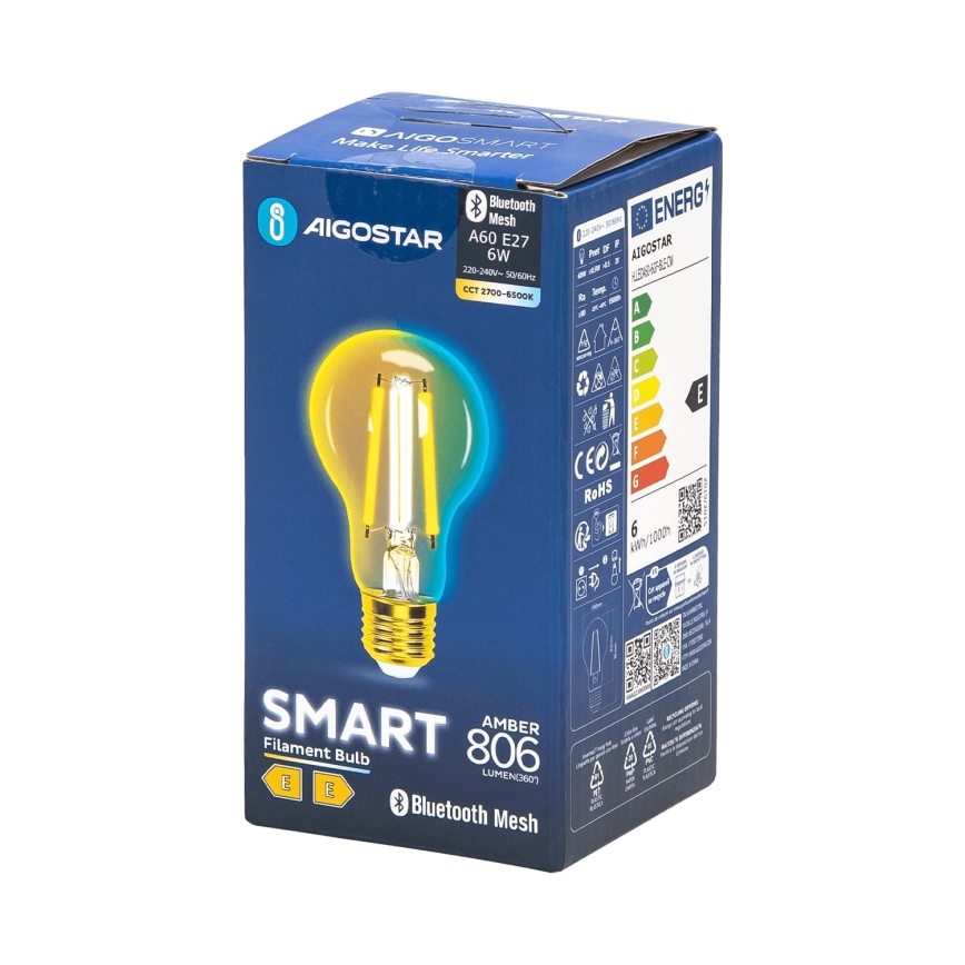 LED Prigušiva žarulja FILAMENT MESH Smart A60 E27/6W/230V 2700-6500K - Aigostar